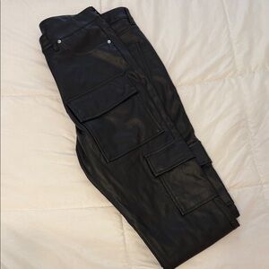 Men's Black “leather” Cargo Pants